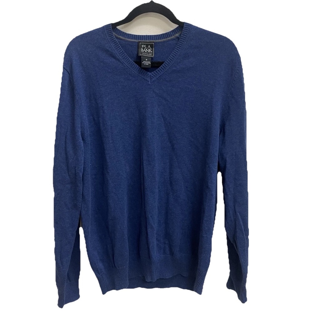 Jos. A. Bank Travelers Classic Blue V-Neck Sweater 100% Pima Cotton Medium